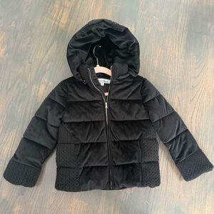 Tartine et Chocolat Girls' Black Hooded Puffer Jacket Coat